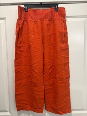 Anthropologie Wide-Leg Cropped Pull-On Pants in Bright Orange